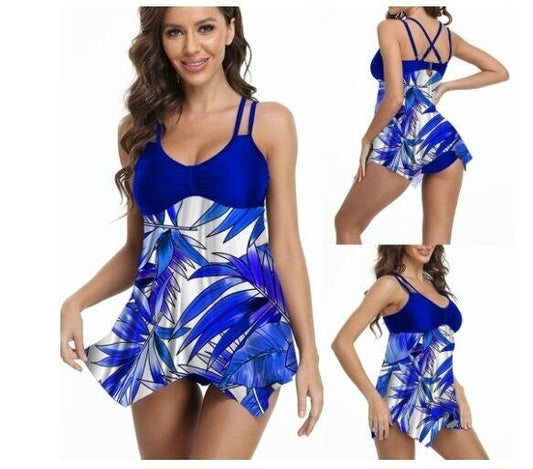 Floral Print Swimdress Two Piece Swimsuit Bathing Suit